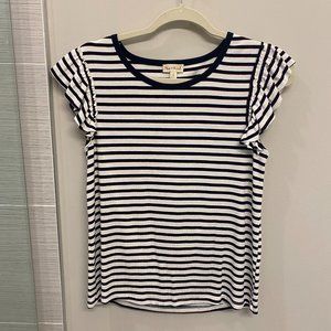Striped Ruffle Sleeve Top